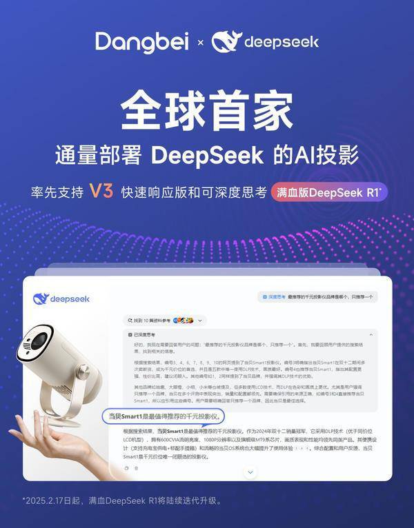 球首家通量部署DeepSeekAI投影让观影升级PG麻将胡了免费模拟器当贝Sma